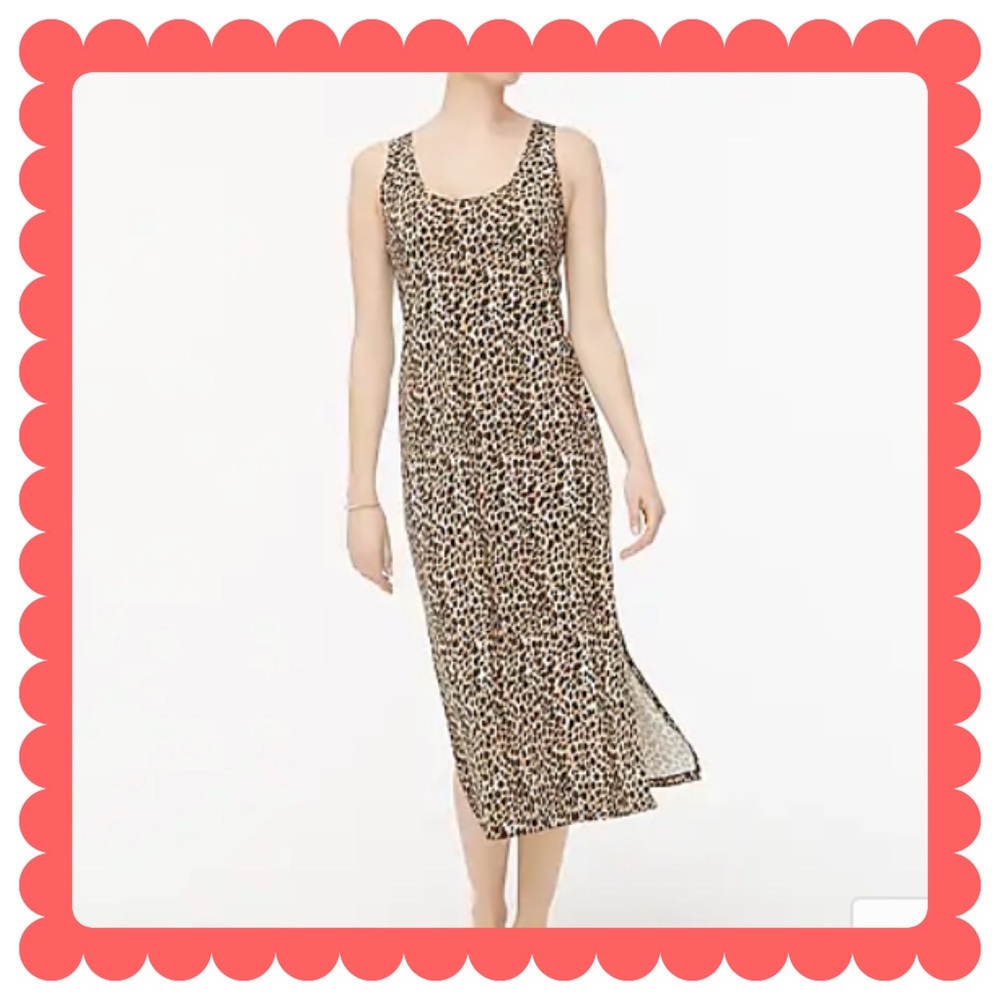 Leopard print sleeveless knit midi dress NWT
